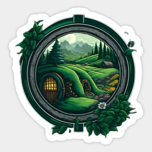 Round Doors and Green Pastures - Fantasy Sticker